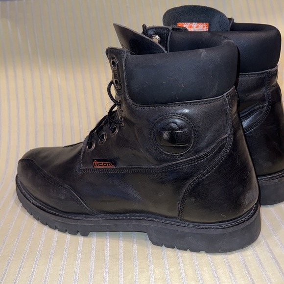 Icon Black Motorcycle Bike Boots Size 14 - Picture 7 of 11